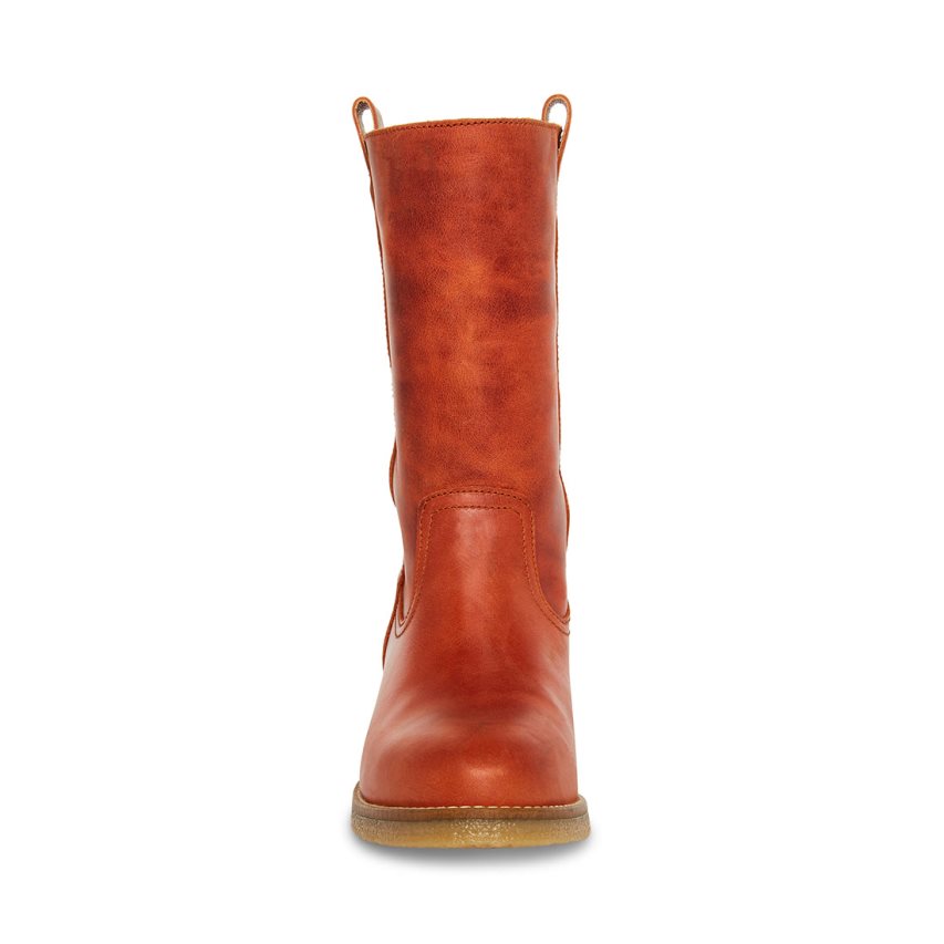 Brown Steve Madden Winny Rust Leather Women's High Boots | PH 7589KUQ